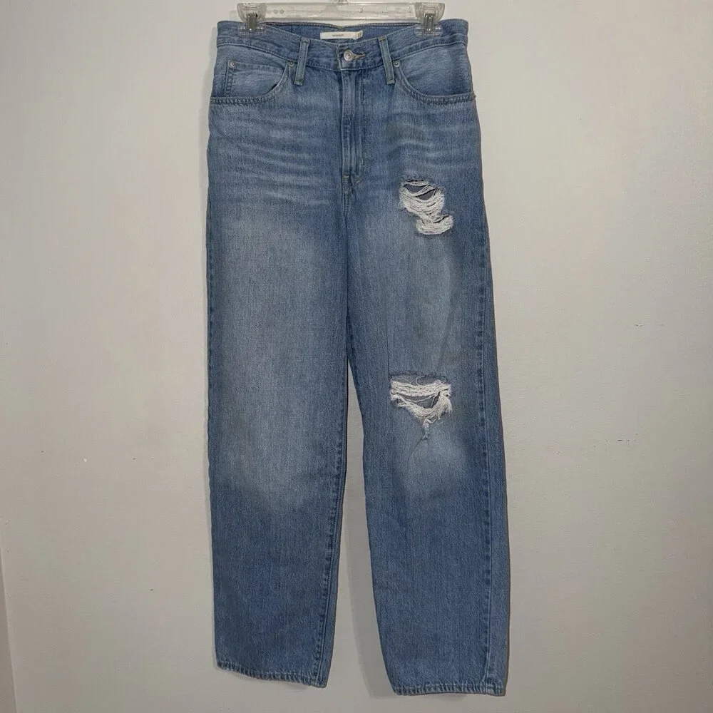 Levis Jeans Women's '94 Baggy Distressed High Waist‎ Wide Leg Ripped Size 27